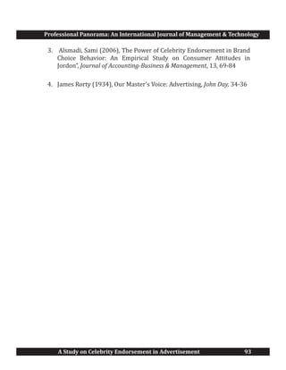 A Study on Celebrity Endoresements in Advertisements | PDF