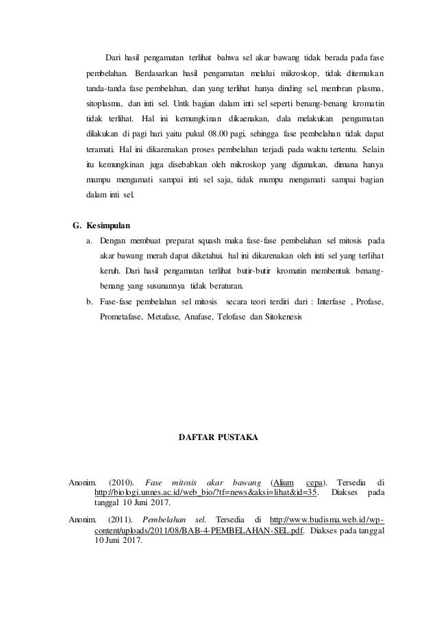 Laporan Praktikum Mitosis Akar Bawang Merah Seputar Laporan