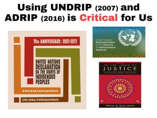 Using UNDRIP (2007) and
ADRIP (2016) is Critical for Us
 