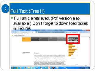 Full Text (Free!!)5
Full articleretrieved. (Pdf version also
available!) Don’t forget to down load tables
& Figures
 