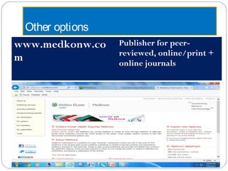 Other options
www.medkonw.co
m
Publisher for peer-
reviewed, online/print +
online journals
 