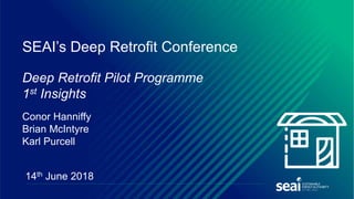 14th June 2018
SEAI’s Deep Retrofit Conference
Deep Retrofit Pilot Programme
1st Insights
Conor Hanniffy
Brian McIntyre
Karl Purcell
 