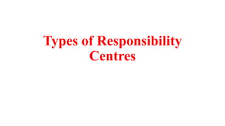 Types of Responsibility
Centres
 