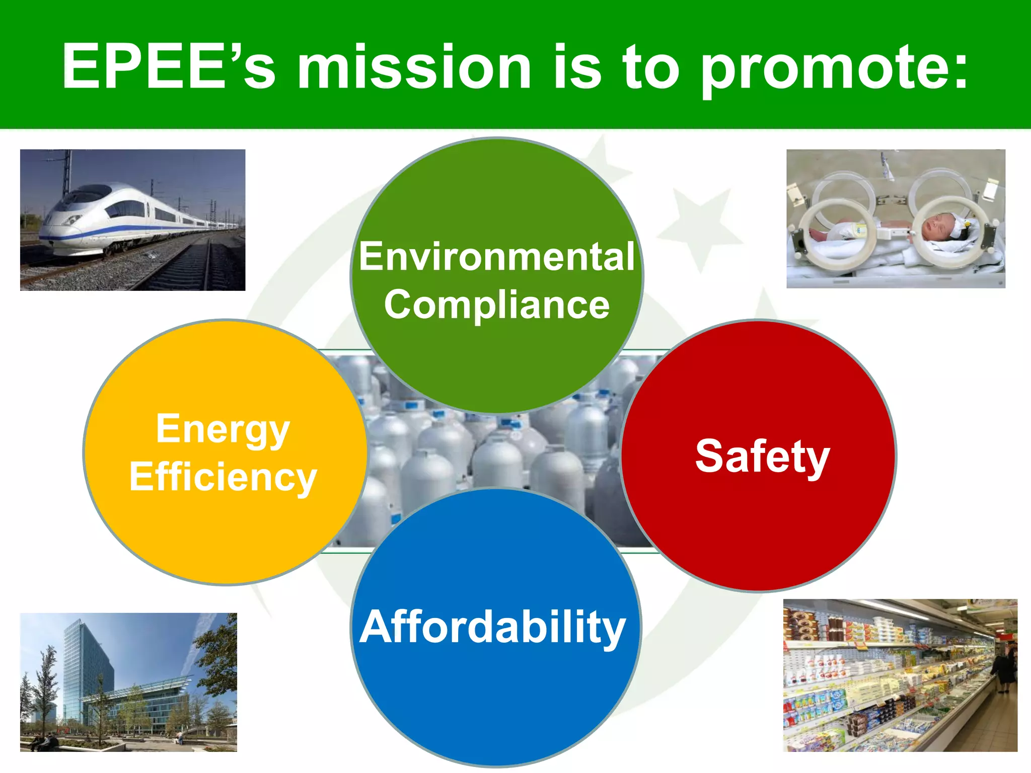 EPEE’s mission is to promote:

               Environmental
                Compliance


   Energy
  Efficiency                   Safety


               Affordability
 