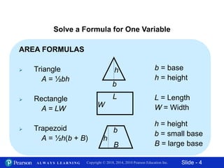 Variable Formula Triangle 10.5 formulas and applications from geometry | PPTX