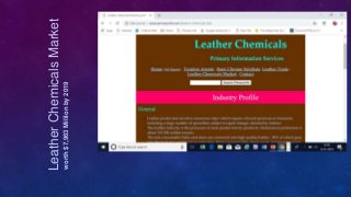 LeatherChemicalsMarket
worth$7,963Millionby2019
 