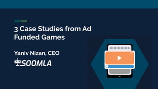 3 Case Studies from Ad
Funded Games
Yaniv Nizan, CEO
 