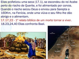 10 casos de ressurreição na Bíblia10 casos de ressurreição na Bíblia
Excluindo-se os santos do AT que ressuscitaram quando da
morte de Jesus (Mt 27.52,53), a Bíblia registra 9
milagres de ressurreição:
1) O filho da viúva de Sarepta (1Rs 17.21, 22),
2) O filho da sunamita (2 Rs 4.32-35),
3) O moabita ao tocar ossos de Eliseu(2Rs13.21),
4) A filha de Jairo (Mt9.18-26;Mc5.21-24,35-43;Lc8.40-
42,49-56),
5) O filho da viúva de Naim (Lc 7.11-17),
6) Lázaro (Jo 11),
7) Tabita/Dorcas (At 9.36-42) e
8) Êutico (At 20.8-10).
 