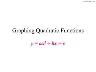 Graphing Quadratic Functions y = ax 2  + bx + c 