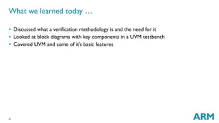 UVM basics Arm Cpu verificationThis lecture aims to: demonstrate the ...