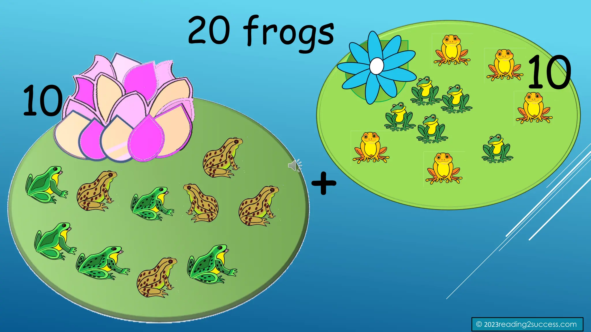 20 frogs
10
10
+
© 2023reading2success.com
 