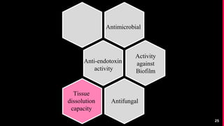 25
Antimicrobial
Anti-endotoxin
activity
Antifungal
Activity
against
Biofilm
Tissue
dissolution
capacity
 