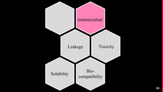 65
Antimicrobial
Leakage
Bio-
compatibility
Solubility
Toxicity
 