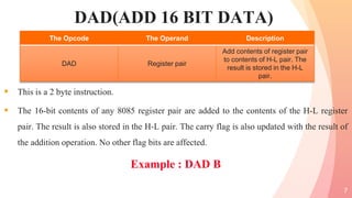 ARITHMETIC OPERATIONS IN 8085 MICROPROCESSOR | PPTX