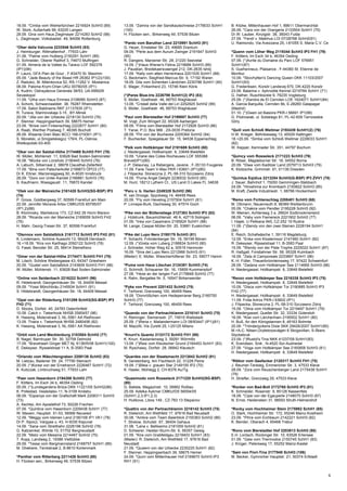 5
18.09. *Cimba vom Weihertürchen 2216924 SchH3 (89)
W. Stork, Außerhalb 99, 63225 Langen
28.09. Gina vom Haus Zieglmayer 2214283 SchH2 (98)
L. Zieglmayer, Volksbadstr. 49, 84056 Rottenburg
*Ober della Valcuvia 2233546 SchH3 (93)
J. Heimburger, Rittmattenhof , 77933 Lahr
31.08. *Palme vom Hutberg 2150291 SchH1 (89)
G. Schneider, Oberer Railhof 3, 74673 Mulfingen
01.09. Almeria de la Vallee du Taravo LOF 592378
(IP1)(94)
P. Lauro, GFA Plan de Gour , F-83470 St. Maximin
05.09. *Jade Beauty of the Beast HR 26362 IP1(2)(100)
Z. Radukic, M. Milenkovica 52, RS-11262 V. Mostanica
06.09. Paloma Krym-Orlan UKU 00780/05 (IP1)
A. Kudrin, Ostrayakova Generala 38/53, UA-099029
Sevastopol
11.09. *Utha vom Haus Emmes 2108085 SchH3 (87)
A. Schorb, Schwarzwaldstr. 38, 76287 Rheinstetten
17.09. Satori Baldrsens RKF 21137835 (IP1)
R. Turava, Starinovskaja 3-15 , BY-Minsk
20.09. *Jilla von der Urbecke 2218130 SchH3 (76)
F. Stenner, Heppingserbach 39, 58675 Hemer
23.09. *Brixie vom Finkenschlag 2222677 SchH1 (80)
A. Raab, Werther Postweg 7, 46395 Bocholt
26.09. Wisanta Gren Blaic BCCI 166-019301 (IP1)
S. Moralski, ul.Smigielskiegcz 179/4, PL-Ostrow,
Wielkopolski 63-400
*Okar von der Salztal-Höhe 2174469 SchH3 FH1 (78)
W. Müller, Mühlenstr. 11, 63628 Bad Soden-Salmünster
16.08. *Mücke von Lünsholz 2190445 SchH3 (76)
A. Labuch, Silbernaal 2, 38678 Clausthal-Zellerfeld
17.09. *Bina vom Patscherkofel 2199873 ÖPO3 (77)
Dr.K. Ebner, Marzeneggweg 50, A-6020 Innsbruck
26.09. *Doro von Unter-Kandel 2166881 SchH3 (76)
S. Kaufmann, Wassgaustr. 11, 76870 Kandel
*Olek von der Maineiche 2161428 SchH3(SG-BSP) IP3
(74)
P. Groos, Goldbergweg 37, 60599 Frankfurt am Main
22.09. Jennifer Moravia Artex CMKU/DS 65795/07
(IP1,2)(88)
B. Klominsky, Marliskova 173, CZ-542 26 Horni Marsov
28.09. *Ricarda von der Maineiche 2169059 SchH3 FH2
(76)
H. Mahr, Georg-Treser-Str. 37, 60599 Frankfurt
*Olennox vom Salztalblick 2161712 SchH3 IP3 FH2 (81)
K. Lindemann, Schöne Aussicht 13, 56428 Dernbach
16.+18.09. *Kira von Karthago 2092122 SchH3 (78)
G. Fasel, Beroder Str. 25, 56414 Steinefrenz
*Omar von der Salztal-Höhe 2174471 SchH3 FH1 (78)
M. Lösch, Schöne Weibergasse 43, 64347 Griesheim
20.09. *Gustel vom Salztalblick 2143609 SchH3 FH1 (98)
W. Müller, Mühlenstr. 11, 63628 Bad Soden-Salmünster
*Online von Seidenbach 2216222 SchH1 (96)
R. Hildebrandt, Georgenhäuser Str. 18, 64409 Messel
09.09. *Yossi Mönchbräu 2145934 SchH1 (91)
S. Hildebrandt, Georgenhäuser Str. 18, 64409 Messel
*Opal von der Röderburg 2101299 SchH3(SG-BSP) IP3
FH2 (71)
D. Stocks, Dorfstr. 40, 24783 Osterrönfeld
10.09. Catch v. Tiekerhook NHSB 2585457 (96)
K. Hassing, Molenstraat 3, NL-5561 AA Riethoven
13.09. Thaira v. Tiekerhook NHSB 2480456 (82)
K. Hassing, Molenstraat 3, NL-5561 AA Riethoven
*Orbit vom Land Mecklenburg 2183504 SchH2 (77)
B. Nagel, Barntruper Str. 30, 32758 Detmold
17.09. *Braveheart Ginger MET.Nj. 6136/R/06 SchH1(100)
E. Dekeyser, Rysselstraat 11 A, B-3583 Paal
*Orlando vom Wäschtengraben 2208136 SchH2 (83)
M. Lietzau, Badener Str. 24, 77790 Steinach
20.09. (*)Korea von der Ernetranch 2226467 SchH1 (72)
K. Kubczak, Limbruchweg 51, 77933 Lahr
*Paer vom Hasenborn 2194208 SchH3 (77)
F. Kötters, Im Esch 34 b, 46354 Oeding
05.09. (*)Lundegardens Briiza DKK 11221/05 SchH2(86)
K. Pollestad, Vesledalsv 11, N-3158 Andebu
06.09. *Espanya von der Grafschaft Mark 2208311 SchH3
(73)
A. Aschke, Am Apostelhof 73, 50226 Frechen
07.09. *Quintina vom Hasenborn 2209438 SchH1 (77)
W. Maxein, Hauptstr. 51-53, 56566 Neuwied
12.09. *Meggy vom kleinen Land 2180158 IP1 VK1 (78)
Dr.P. Sipocz, Vargyas u. 43, H-9330 Kapuvar
14.09. *Xana vom Streithahn 2226198 SchH2 (78)
G. Katzwinkel, Wörde 10, 51702 Bergneustadt
22.09. *Melci vom Messina 2214467 SchH2 (75)
T. Kopp, Landweg 2, 19386 Vietlübbe
29.09. *Tessa vom Bergmannsland 2168757 SchH1 (89)
M. Ghekiere, Terrestraat 2, B-8610 Kortenmark
*Panther vom Ritterberg 2211426 SchH3 (80)
H. Flücken sen., Birkenweg 49, 57539 Bitzen
13.09. *Zamira von der Sandkautschneise 2179033 SchH1
(100)
H. Flücken sen., Birkenweg 49, 57539 Bitzen
*Pardo vom Baruther Land 2210991 SchH3 (91)
G. Heyer, Emsteker Str. 23, 49685 Drantum
09.09. *Perle aus dem Aurum Zwinger 2191647 SchH3
(95)
R. Dangers, Marxener Str. 28, 21220 Seevetal
14.09. (*)Haus Wiener's Felina 2219689 SchH3 (89)
J. Paustian, Bredekaersvaenget 212, DK-2635 Ishöj
17.09. *Kelly vom alten Herrenhaus 2201535 SchH1 (88)
G. Beckmann, Siegfried-Marcus-Str. 9, 17192 Waren
18.09. Gila vom Schenken Ländchen 2230786 SchH1 (90)
E. Mager, Finkenherd 23, 15746 Klein Köris
(*)Pares Blue-Iris 2226799 SchH1(2) IP2 (83)
S. Müller, Goethestr. 46, 68753 Waghäusel
13.09. *Cristall della Valle del Liri 2252925 SchH2 (99)
S. Müller, Goethestr. 46, 68753 Waghäusel
*Paul vom Bierstadter Hof 2199887 SchH3 (77)
M. Vogt, Zum Wingert 22, 65326 Aarbergen
08.09. *Filma vom Bierstadter Hof 2172926 SchH3 (86)
T. Yanai, P.O. Box 966 , ZA-0035 Pretoria
28.09. *Piri von der Buchecke 2205364 SchH2 (94)
F. Buchecker, Spiegelauer Str. 15, 94536 Eppenschlag
*Peik vom Holtkämper Hof 2191689 SchH3 (80)
J. Niedergassel, Holtkampstr. 6, 33649 Bielefeld
10.09. *Urane des Cotes Rocheuses LOF 555388
Brevet(IP1)(90)
J.-P. Delaunay, La Rebergere, Javene , F-35133 Fougeres
11.09. Farie Team V-Max PKR I 63601 (IP1)(80)
J. Filipecka, Sloneczna 2, PL-58-310 Szczawno Zdroj
14.09. *Puma Angel Delight 2236532 SchH3 (85)
M. Hunt, 18212 Lythem Ct., US Land O Lakes FL 34638
*Peru v. b. Harten 2249328 SchH2 (96)
R. van Drooge, Spyckweg 14, 46459 Rees
20.09. *Fly vom Heveling 2157504 SchH1 (81)
P. Linnepe-Burk, Dachsweg 30, 47574 Goch
*Pike von der Bültenstiege 2127363 SchH3 IP3 (82)
J. Hülstrunk, Bausmühlenstr. 46 A, 42719 Solingen
01.09. *Inka von Casamano 2195824 SchH1 (88)
M. Lange, Caspar-Müller-Str. 20, 53881 Euskirchen
*Pike del Lupo Nero 2195179 SchH3 (81)
P. Schacht, Fröndenberger Str. 16, 59199 Bönen
12.09. (*)Greta vom Luberg 2188834 SchH3 (90)
J. Schrader, Hoher Weg 42 a, 30519 Hannover
16.09. *Sina del Lupo Nero 2212966 SchH3 (91)
(Mieter): E. Müller, Wiescherhöfener Str. 23, 59077 Hamm
*Puma vom Haus Löschan 2124381 SchH3 (74)
G. Schmidt, Schauener Str. 16, 15859 Kummersdorf
27.08. *Hexe an der langen Furt 2179848 SchH2 (77)
A. Rahn, Bergallee Nr. 5, 16547 Birkenwerder
*Pyke von Prevent 2201432 SchH2 (75)
F. Terhorst, Grenzweg 100, 46459 Rees
18.09. *Dornrößchen vom Hedeperraner Berg 2185750
SchH3 (77)
F. Terhorst, Grenzweg 100, 46459 Rees
*Quando von der Partnachklamm 2216141 SchH3 (75)
H. Reininger, Siemensstr. 27, 74915 Waibstadt
25.09. (*)Rena v. Mailandermann LOI 08/83447 (IP1)(81)
M. Mazzilli, Via Zuretti 25, I-20125 Milano
*Knurri's Quanto 2133172 SchH3 FH1 (89)
K. Knurr, Kastanienweg 3, 39291 Wörmlitz
13.09. (*)Resi vom Kleutscher Grund 2164453 SchH1 (83)
M. Ryschawy, Dorfstr. 28, 06842 Kleutsch
*Quardes von der Staatsmacht 2213842 SchH2 (91)
B. Gerstenberg, Am Fischteich 22, 31228 Peine
19.09. (*)Bleia v. grauen Star 2149155 IP2 (70)
K. Hasler, Mühlegg 2, CH-8376 Au/Tg.
*Quasimodo vom Rosseleck 2171220 SchH3(SG-BSP)
(80)
G. Batista, Magazinstr. 10, 06862 Roßlau
25.09. Adelka Aykmar CMKU/DS 56554/05
(SchH1,2,3,IP1,2,3)
H. Hulikova, Libos 149 , CZ-783 13 Stepanov
*Quattro von der Partnachklamm 2216142 SchH3 (75)
R. Dieterich, Am Wethfeld 17, 97616 Bad Neustadt
30.08. *Ambra vom Team Baierblick 2155363 SchH2 (86)
T. Strelow, Schulstr. 67, 36404 Gehaus
31.08. *Lana v. Bellissimo 2181059 SchH2 (81)
D. Scheerer, Heister-Sturm-Str. 6, 56357 Geisig
01.09. *Kira vom Grabfeldgau 2218403 SchH1 (83)
(Mieter): R. Dieterich, Am Wethfeld 17, 97616 Bad
Neustadt
21.09. *Quweni von der Urbecke 2230225 SchH1 (82)
F. Stenner, Heppingserbach 39, 58675 Hemer
24.09. *Quini vom Mittenhauser Hof 2169670 SchH3 IP3
RH1 (91)
B. Kitzke, Mittenhausen Hof 1, 89611 Obermarchtal
26.09. *Cara von der Orangerie 2133504 SchH1 (75)
Dr.W. Lauber, Kinzigstr. 38, 36043 Fulda
27.09. *Fendi v. Maikhus LOI 07/28768 SchH2(91)
U. Raimondo, Via Avezzana 25, I-81055 S. Maria C.V. Ce
*Quenn vom Löher Weg 2119344 SchH3 IP3 FH1 (79)
F. Kötters, Im Esch 34 b, 46354 Oeding
07.09. (*)Avrile du Domaine du Parc LOF 576951
SchH1(87)
S. Guehenneux, Plaisance , F-44360 St. Etienne de
Montluc
10.09. *Skovhytten's Dancing Queen DKK 11103/2007
SchH1(93)
G. Frederiksen, Korsör Landevej 670, DK-4220 Korsör
23.09. Balarina v. Aphrodite Kennel 2219784 SchH1 (71)
G. Hafner, Ruschbückle 9, 79235 Vogtsburg
25.09. (*)Xandra de El Cerrolen LOE 1624071 SchH1(84)
A. Garcia Barquilla, Cerrolen 6b, E-28260 Galapagar
(Madrid)
01.10. (*)Gwen od Basiora PKR-I 56691 IP1(99)
G. Piotrowiak, ul. Solskiego 81, PL-42-609 Tarnowskie
Göry
*Quill vom Schloß Weitmar 2193439 SchH1(2) (76)
H.W. Krieger, Böhnkesweg 13, 45529 Hattingen
18.+20.09. *Simba vom Schloß Weitmar 2228033 SchH1
(82)
W. Kepper, Kemnader Str. 351, 44797 Bochum
*Quincy vom Rosseleck 2171223 SchH3 (79)
B. Röser, Magdeborner Str. 18, 04552 Borna
20.09. *Diwa vom Kaditzer Land 2079713 SchH3 (79)
K. Klotzsche, Grimmstr. 91, 01139 Dresden
*Quintus Eqidius 2213254 SchH3(G-BSP) IP3 ZVV1 (78)
J. Sauer, Bahnhof 1, 75050 Gemmingen-Stebbach
24.09. *Hiroshima zur Krombach 2193822 SchH3 (85)
M. Kraft, Zweite Industriestr. 1, 68766 Hockenheim
*Remo vom Fichtenschlag 2208401 SchH3 (68)
M. Oßmann, Neuenreuth 8, 96369 Weißenbrunn
05.09. *Chakira vom Pendler 2195228 SchH3 (92)
W. Meinen, Achterweg 3 a, 26624 Südbrookmerland
06.09. *Vaby vom Fiemereck 2221902 SchH2 (77)
I. Hajek, U Pelikana 945, CZ-252 19 Rudna
11.09. (*)Sendy von den zwei Steinen 2228194 SchH1
(84)
E. Reich, Schafwäsche 1, 39116 Magdeburg
12.09. *Enka vom Klostermoor 2147460 SchH1 (82)
R. Dekeyser, Rijsselstraat 11, B-3583 Paal
15.09. *Wendy von der Piste Trophe 2225022 SchH1 (87)
R. Haßgall, Forstlahmer Str. 56, 95326 Kulmbach
16.09. *Zeta di Camporeale 2233897 SchH1 (96)
K.-H. Füller, Theuerbrünnleinsweg 17, 97422 Schweinfurt
26.09. *Zadana vom Holtkämper See 2114665 SchH3 (88)
H. Niedergassel, Holtkampstr. 6, 33649 Bielefeld
*Renzo vom Holtkämper See 2216338 SchH3 IP3 (75)
H. Niedergassel, Holtkampstr. 6, 33649 Bielefeld
10.09. *Disca vom Holtkämper Tor 2190885 SchH3 IP3
FH2 (77)
H. Niedergassel, Holtkampstr. 6, 33649 Bielefeld
11.09. Frida Artrox PKR-I 63602 (IP1)
J. Filipecka, Sloneczna 2, PL-58-310 Szczawno Zdroj
15.09. *Olina vom Holtkämper Tor 2219497 SchH1 (79)
K. Niedergassel, Queller Str. 32, 33334 Gütersloh
16.09. *Kiwi vom Lärchenhain 2195502 SchH1 (80)
H. Buß, An den Königstannen 8, 49163 Bohmte
20.09. *Trönderjyckens Dixie SKK 29426/2007 SchH1(85)
M.+A-C. Nilsen,Grytetorpsvägen 6 Skogsvillan, S-Äkers
Styckebruk
23.09. (*)Rustol's Tina NKK 41237/09 SchH1(83)
K. Svendsen, Snik , N-4520 Sor-Audnedal
27.09. *Voga vom Holtkämper See 2165858 SchH3 (81)
H. Niedergassel, Holtkampstr. 6, 33649 Bielefeld
*Rikkor vom Geefacker 2120317 SchH3 FH1 (75)
J. Reumer-Tenbieg, Emmericher Str. 3, 47533 Kleve
28.09. *Zora vom Reuschenberger Land 2175438 SchH1
(79)
H. Striefler, Grenzweg 29, 47533 Kleve
*Rocker von Bad-Boll 2172765 SchH3 IP3 (81)
K. Schneider, Rosenstr. 9, 85128 Nassenfels
18.09. *Cipsi von der Egauperle 2148075 SchH3 (87)
N. Ernst, Heidenstein 31, 98593 Struth-Helmershof
*Rocky vom Hochheimer Stein 2175982 SchH1 (85)
O. Stark, Hochheimer Str. 172, 55246 Mainz-Kostheim
23.09. *Pihra vom Eichbaum 2142221 SchH3 (82)
K. Bender, Oberach 4, 65468 Trebur
*Rono vom Bierstadter Hof 2203613 SchH3 (98)
E.H. Lorösch, Rückinger Str. 10, 63526 Erlensee
01.09. *Gaia vom Thermodos 2150745 SchH1 (83)
J. Krüger, Petersweg 17, 55252 Mainz-Kastel
*Sam von Flori-Tina 2177940 SchH3 (106)
M. Becker, Gymnicher Hauptstr. 21, 50374 Erfstadt
 