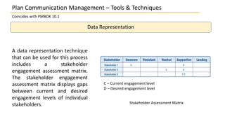 Plan Communication Management – Tools & Techniques
Coincides with PMBOK 10.1
Data Representation
A data representation tec...