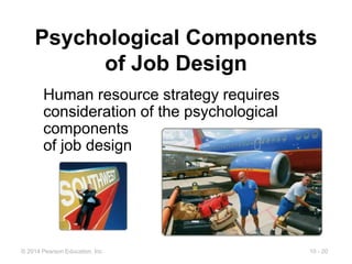 10 - 20
© 2014 Pearson Education, Inc.
Psychological Components
of Job Design
Human resource strategy requires
consideration of the psychological
components
of job design
 