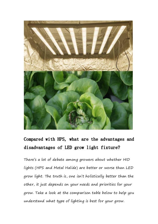 What are the advantages and disadvantages of led grow lamp vs. hps
