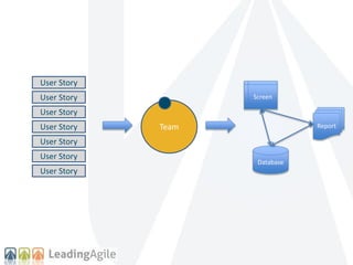 Team 
Database 
Report 
Screen 
User Story 
User Story 
User Story 
User Story 
User Story 
User Story 
User Story 
 