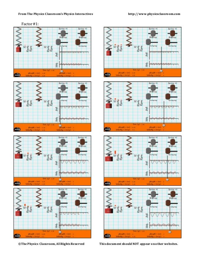 From The Physics Classroom's Physics Interactives http://www.physicsclassroom.com
©The Physics Classroom, All Rights Reserved This document should NOT appear on other websites.
Factor #1:
 