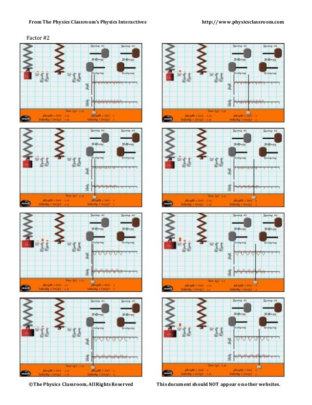 From The Physics Classroom's Physics Interactives http://www.physicsclassroom.com
©The Physics Classroom, All Rights Reserved This document should NOT appear on other websites.
Factor #2
 