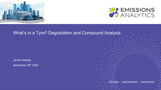 What’s in a Tyre? Degradation and Compound Analysis
James Hobday
September 26th 2022
 