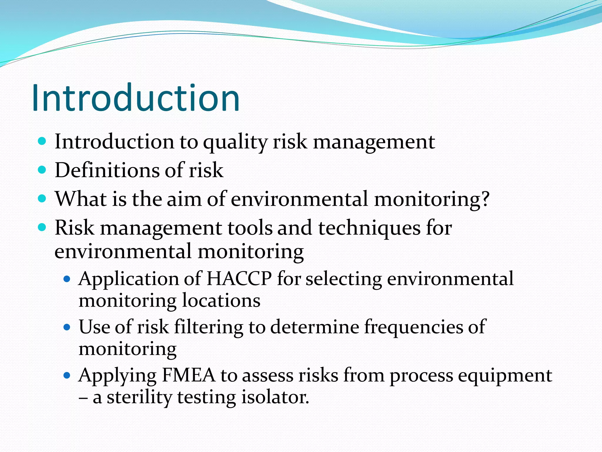 Risk management and environmental monitoring | PDF | Medical Tests ...