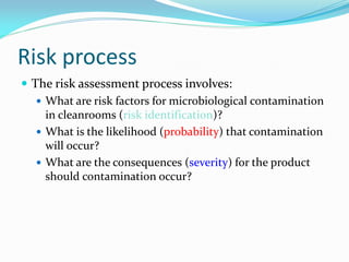 Process Contamination Risk Assessment Risk management and environmental monitoring | PDF