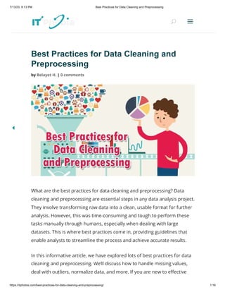 Best Practices for Data Cleaning and Preprocessing