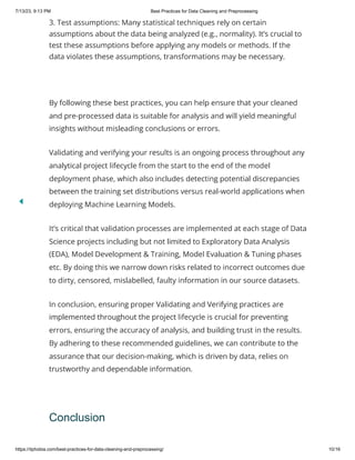 Best Practices for Data Cleaning and Preprocessing