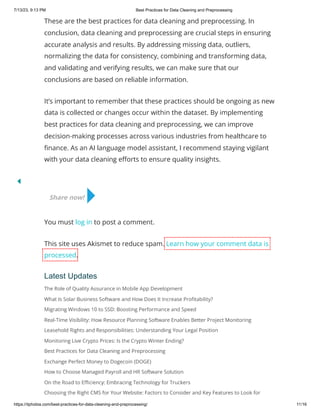 Best Practices for Data Cleaning and Preprocessing