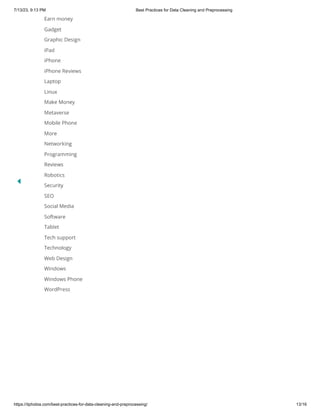 Best Practices for Data Cleaning and Preprocessing
