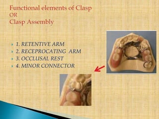 1. RETENTIVE ARM
 2. RECEPROCATING ARM
 3. OCCLUSAL REST
 4. MINOR CONNECTOR
 