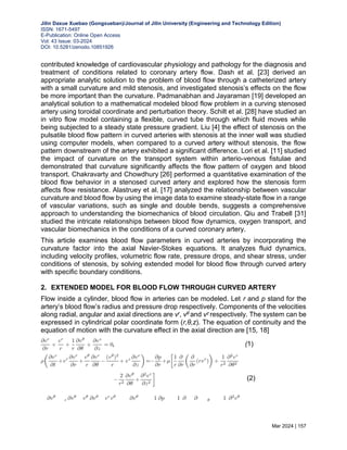 ANALYSIS OF FLOW CHARACTERISTICS OF THE BLOOD THROUGH CURVED ARTERY ...