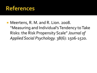 Risk propensity v. priming and demographics | PPTX