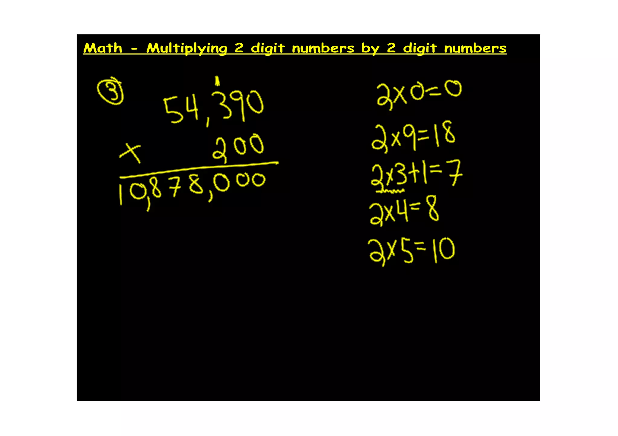 Math - Multiplying 2 digit numbers by 2 digit numbers
 