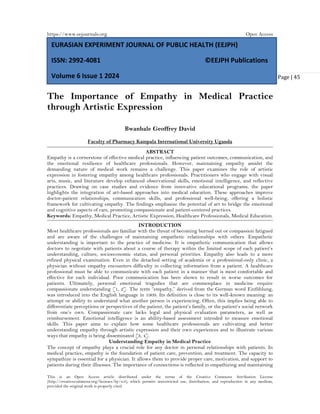 The Importance of Empathy in Medical Practice through Artistic ...