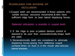 10. Occlusion and it's types in complete dentures | PDF