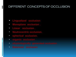 10. Occlusion and it's types in complete dentures | PDF