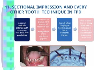 11. SECTIONAL IMPRESSION AND EVERY
OTHER TOOTH TECHNIQUE IN FPD
 