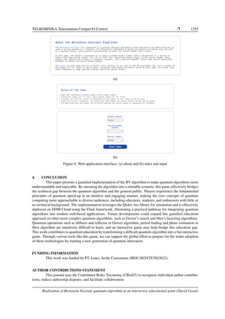 Realization of Bernstein-Vazirani quantum algorithm in an interactive ...