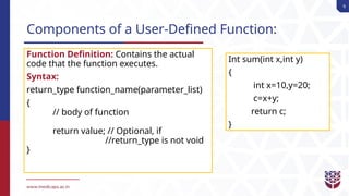 10. Function declaration and definition,Types of function,Usage. (1).pptx