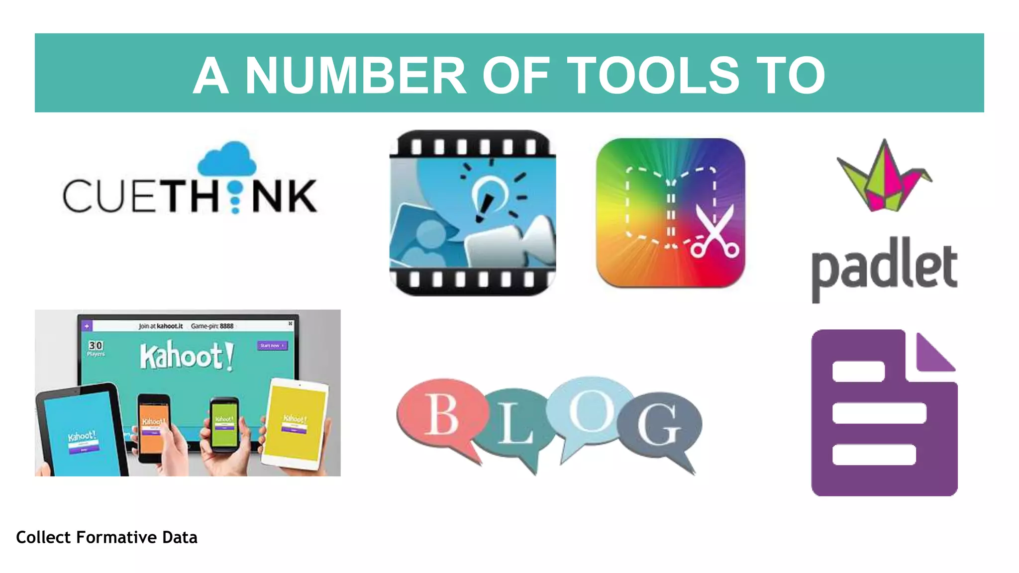 A NUMBER OF TOOLS TO
FACILITATE DATA
Collect Formative Data
 