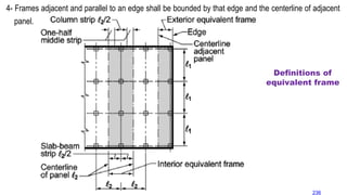 4- Frames adjacent and parallel to an edge shall be bounded by that edge and the centerline of adjacent
panel.
Definitions of
equivalent frame
236
 
