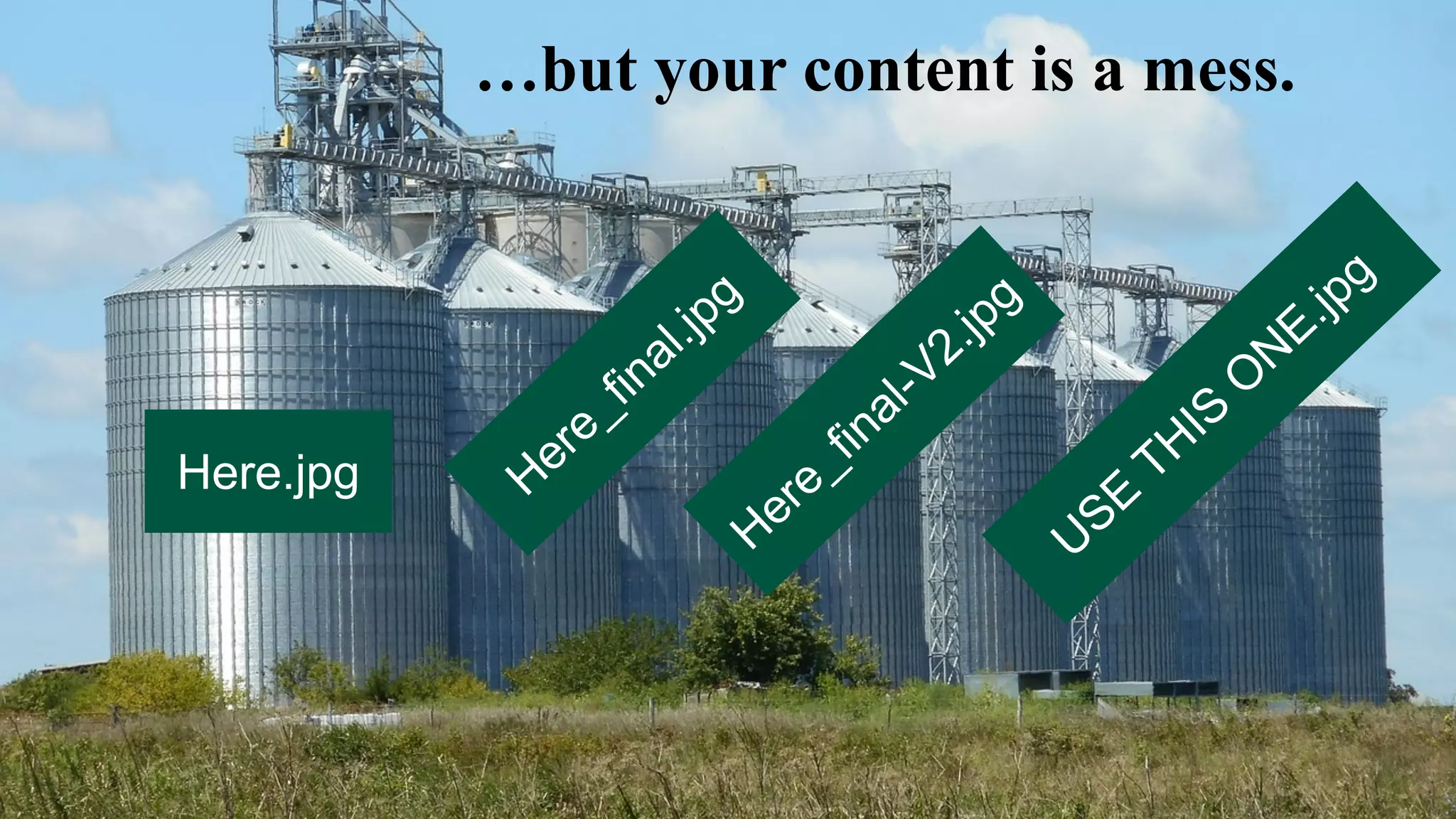 10© 2018 FORRESTER. REPRODUCTION PROHIBITED.
…but your content is a mess.
Here.jpg Here_final.jpg
Here_final-V2.jpg
USE
THIS
O
NE.jpg
 