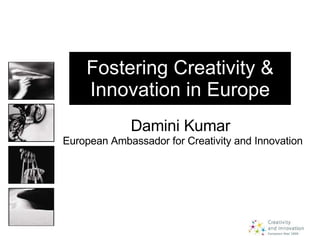 Fostering Creativity & Innovation in Europe Damini Kumar  European Ambassador for Creativity and Innovation  