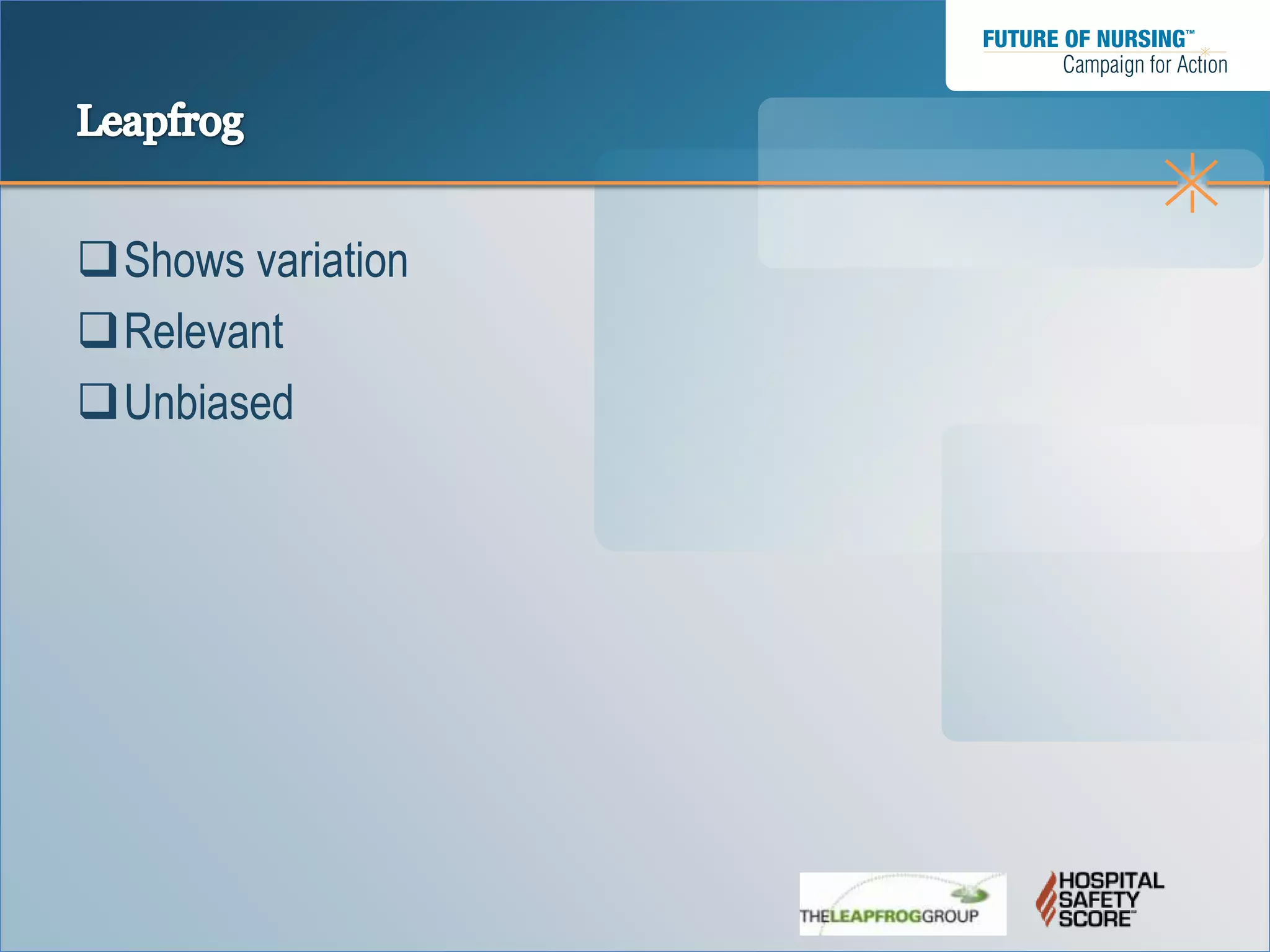 Shows variation
Relevant
Unbiased
 