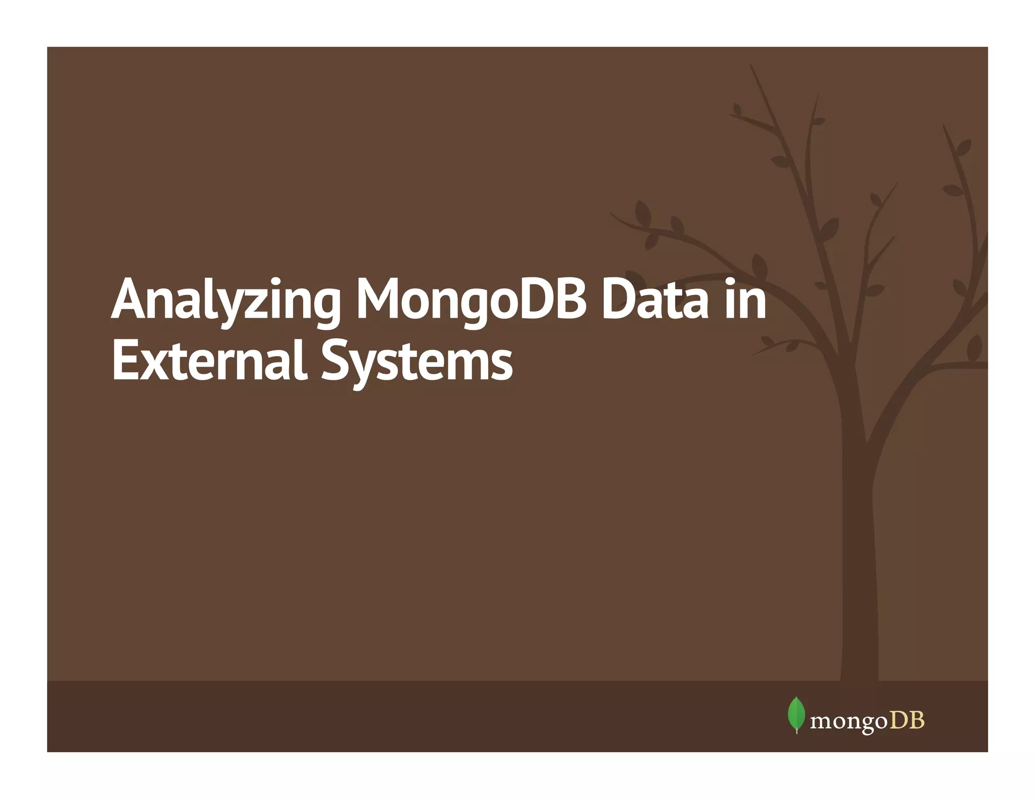 Analyzing MongoDB Data in
External Systems

 