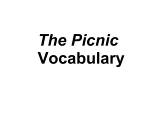 The Picnic  Vocabulary   