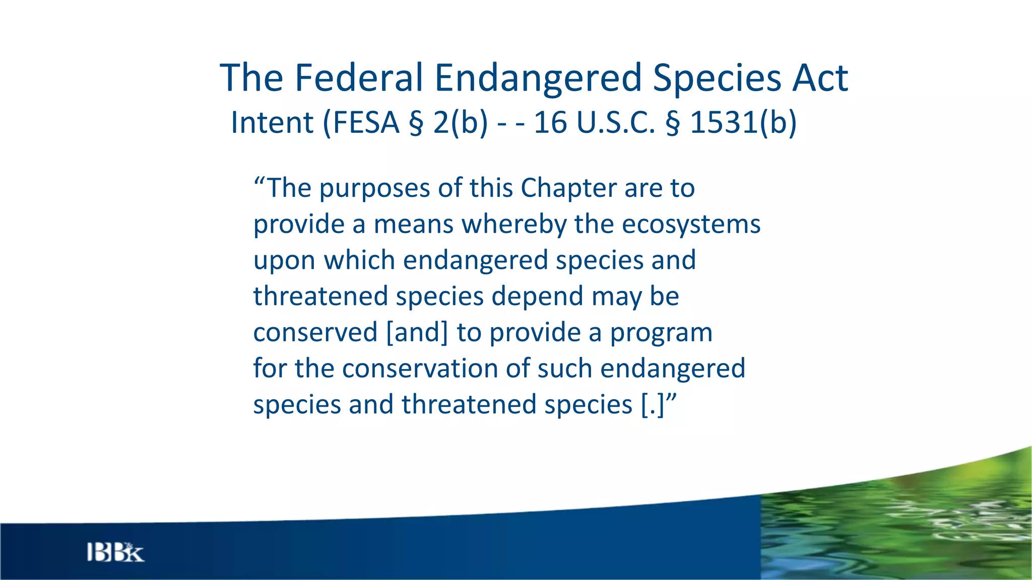 The Federal Endangered Species Act | PPTX